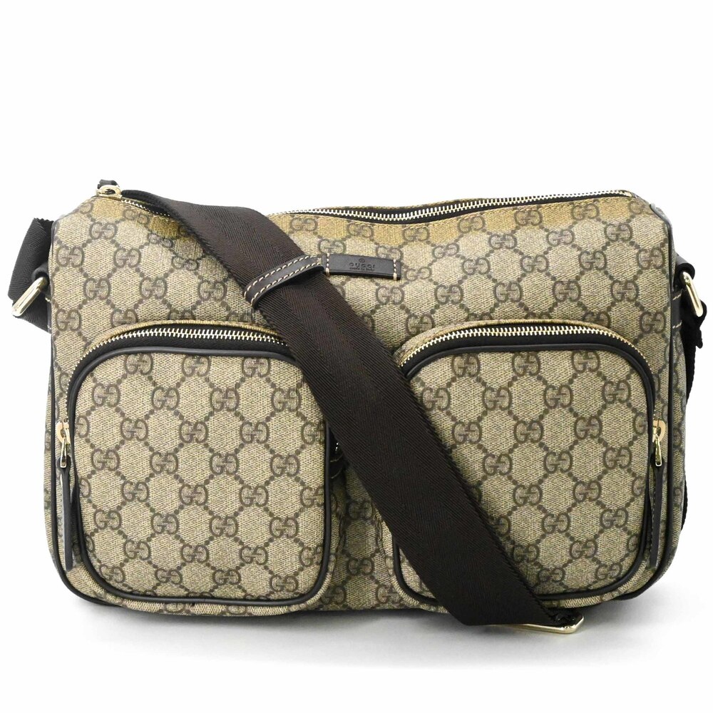 GUCCI GG Supreme Shoulder Bag, Beige Brown Leather, Women's, Item No. 246881